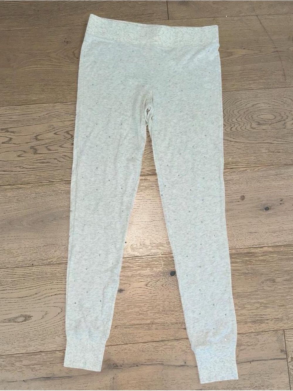 victorias secret soft stretchy cream chill lounge bedazzled long johns leggings